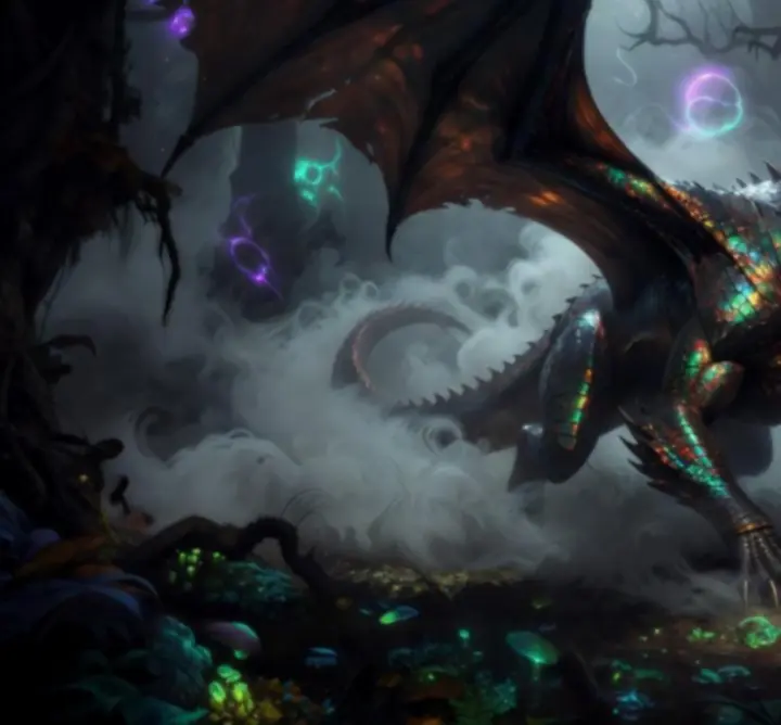 Drakorex, a titanic dragon-like beast wreathed in storm lightning over a shattered battlefield